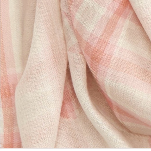 Tory Burch Pink and White Plaid Scarf - Picture 4 of 4